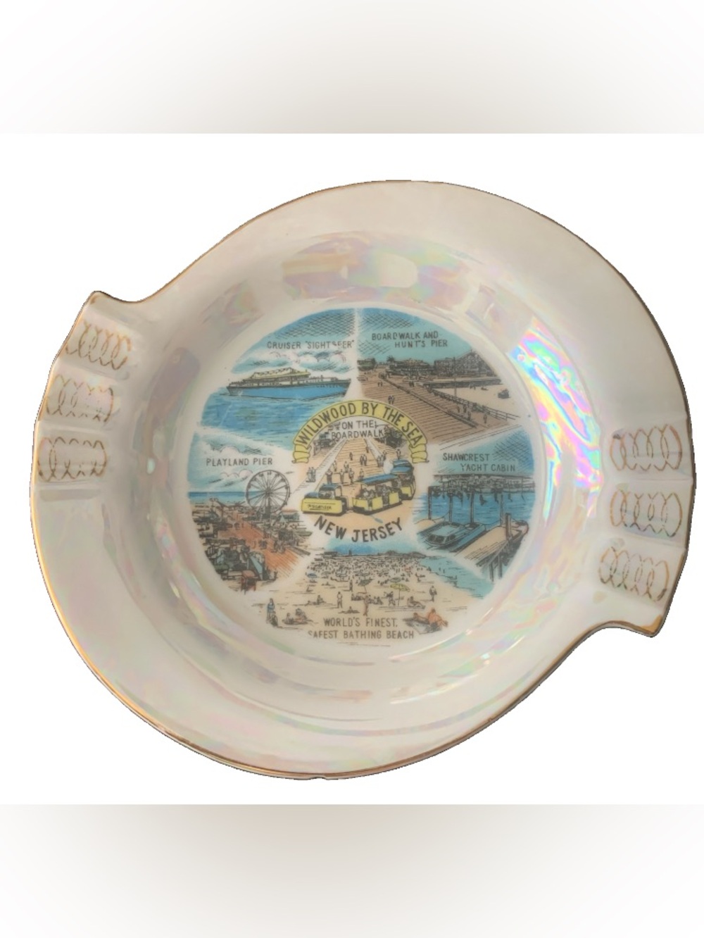 Vintage Ashtray Wildwood By The Sea On The Boardwalk New Jersey Kenmar Japan